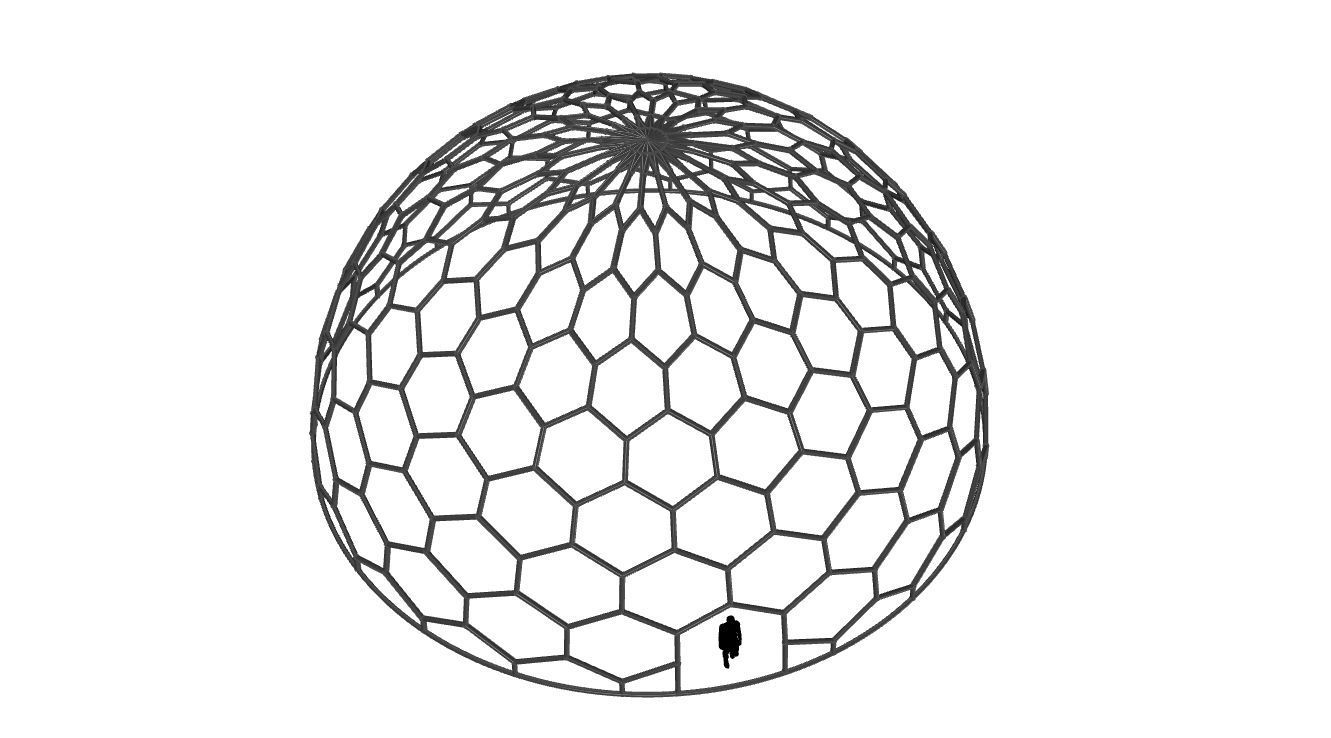 Hexagonal Dome structure Geodoesic Like Wireframe Design 3D model_51