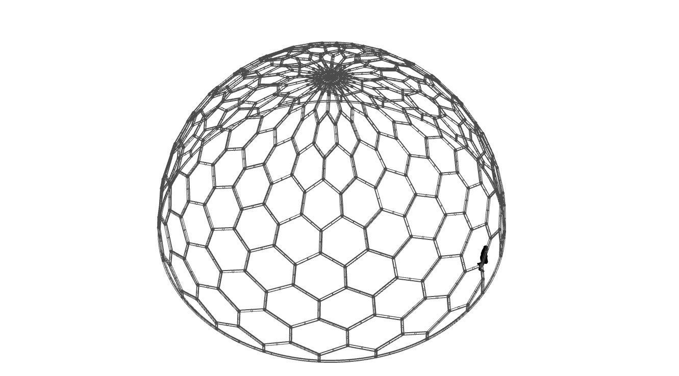 Hexagonal Dome structure Geodoesic Like Wireframe Design 3D model_58