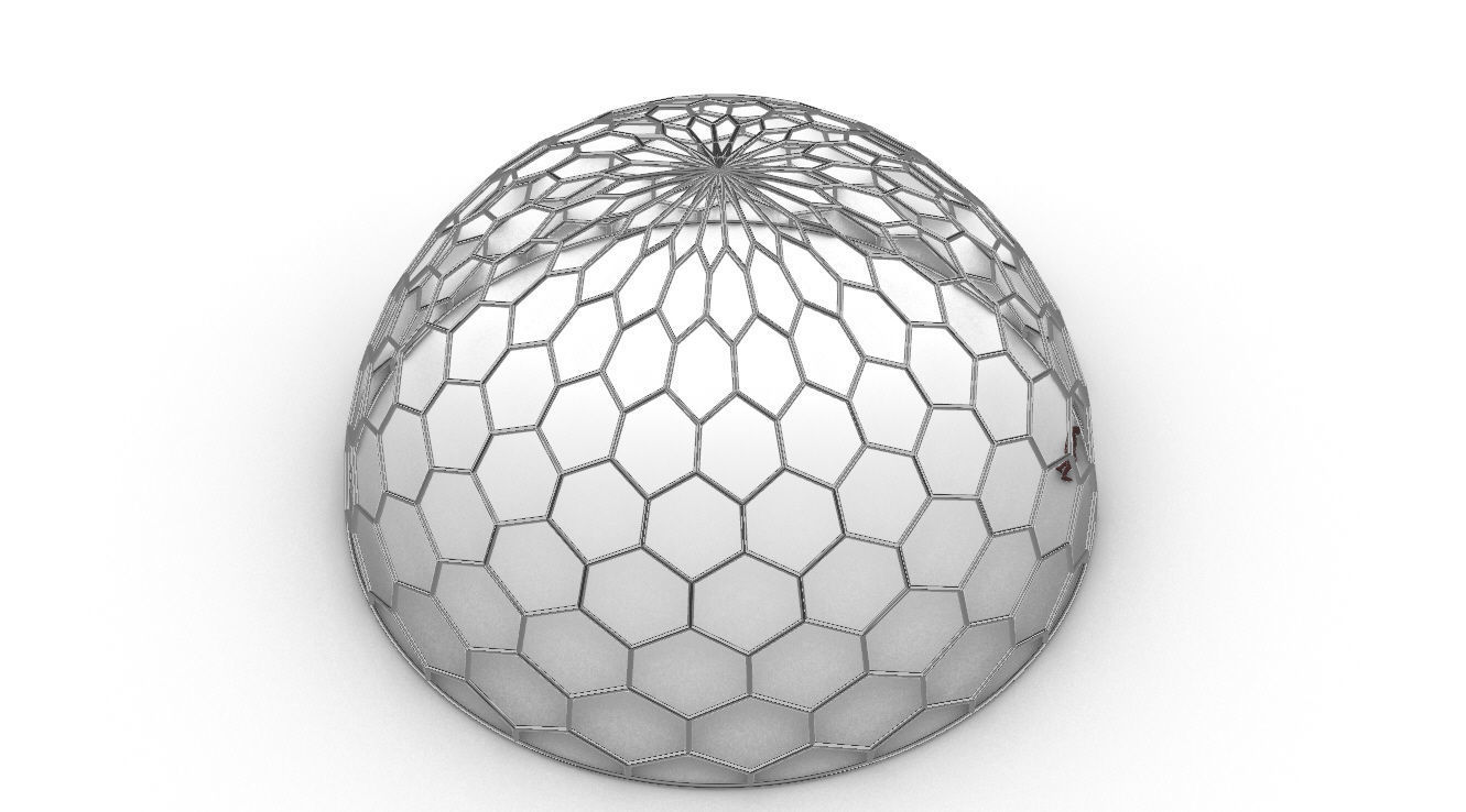 Hexagonal Dome structure Geodoesic Like Wireframe Design 3D model_102