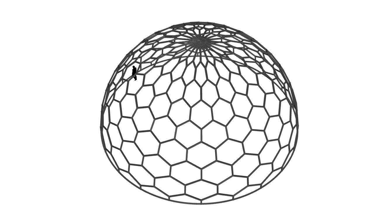 Hexagonal Dome structure Geodoesic Like Wireframe Design 3D model_43