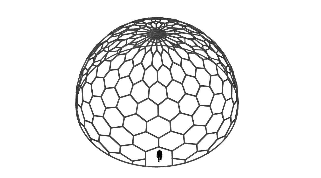 Hexagonal Dome structure Geodoesic Like Wireframe Design 3D model_45