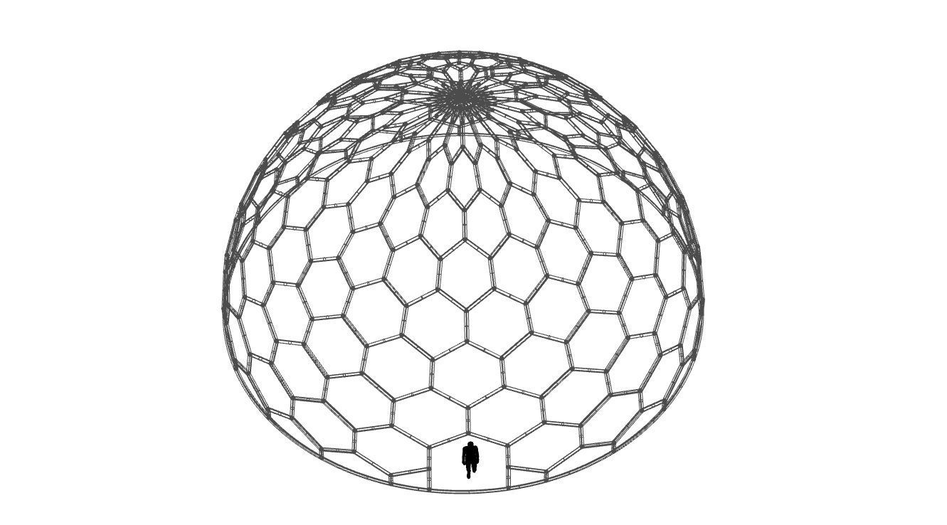 Hexagonal Dome structure Geodoesic Like Wireframe Design 3D model_57
