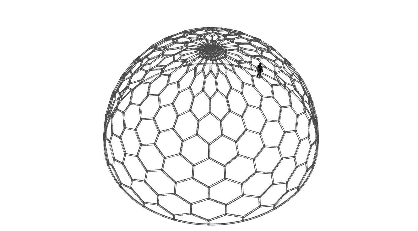 Hexagonal Dome structure Geodoesic Like Wireframe Design 3D model_69
