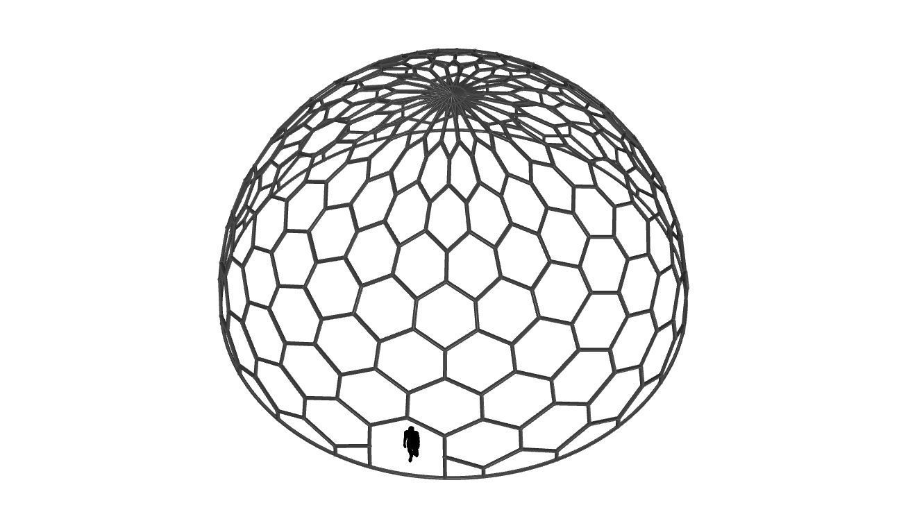 Hexagonal Dome structure Geodoesic Like Wireframe Design 3D model_107