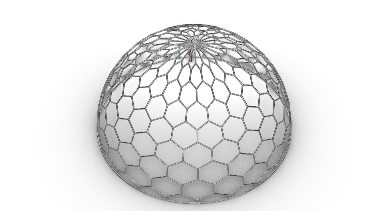Hexagonal Dome structure Geodoesic Like Wireframe Design 3D model_77