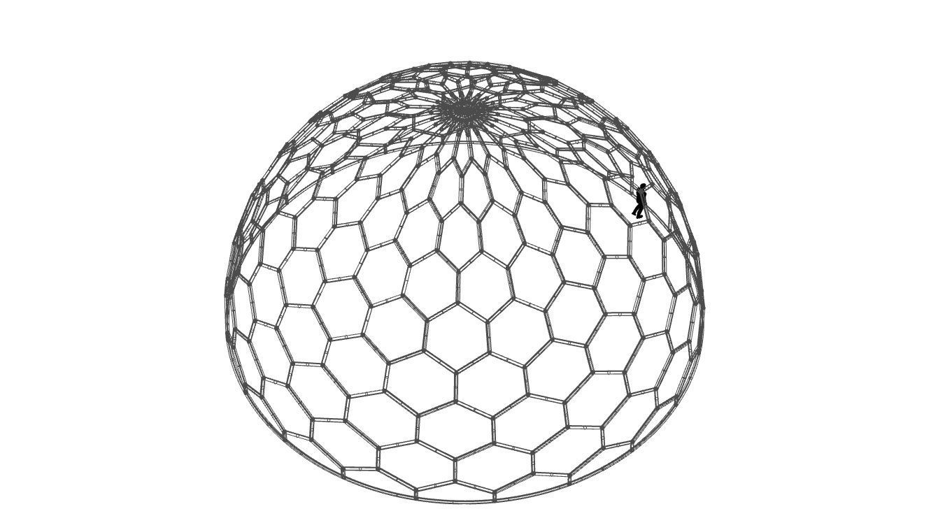 Hexagonal Dome structure Geodoesic Like Wireframe Design 3D model_115