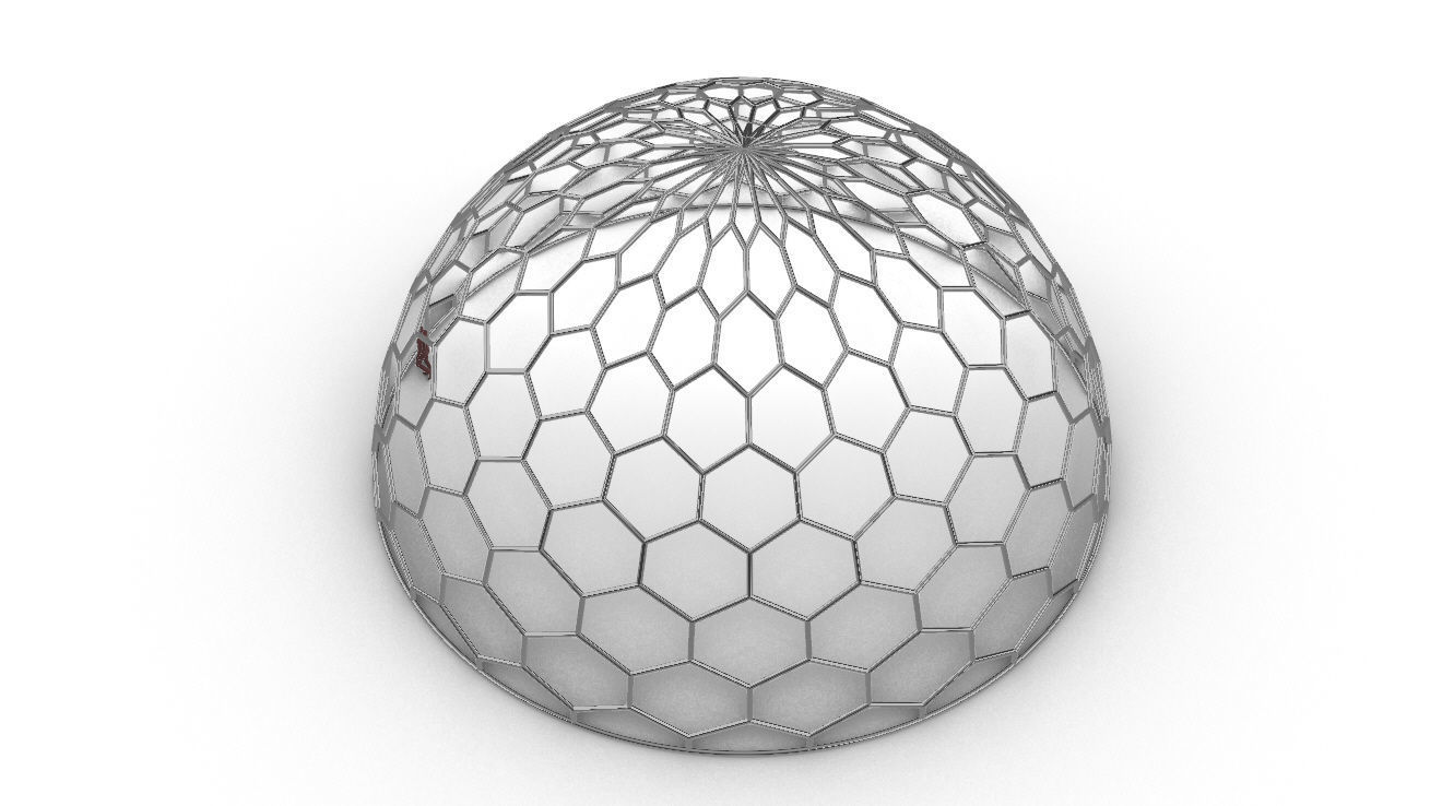 Hexagonal Dome structure Geodoesic Like Wireframe Design 3D model_62