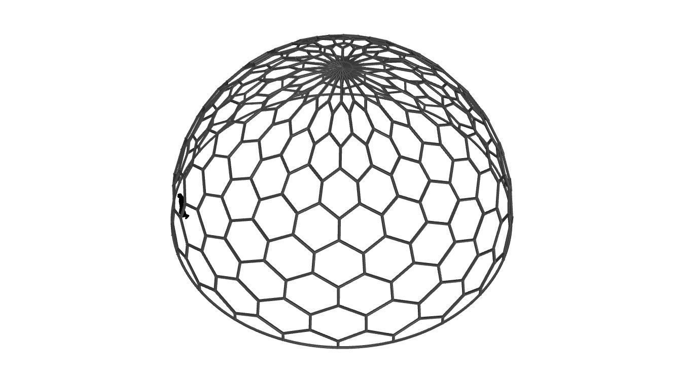 Hexagonal Dome structure Geodoesic Like Wireframe Design 3D model_110