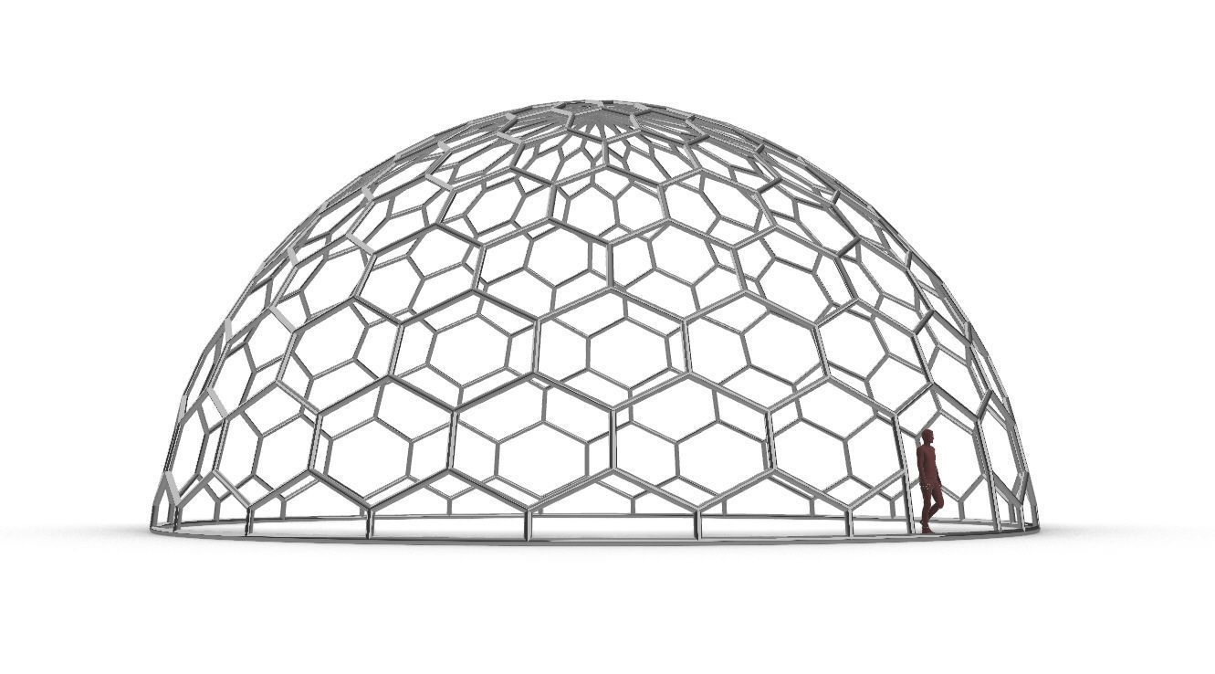 Hexagonal Dome structure Geodoesic Like Wireframe Design 3D model_27