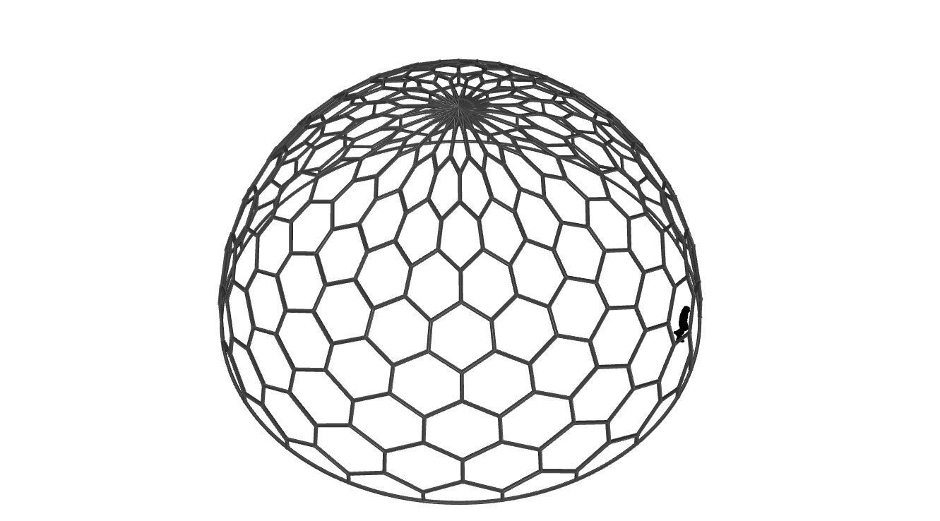 Hexagonal Dome structure Geodoesic Like Wireframe Design 3D model_111