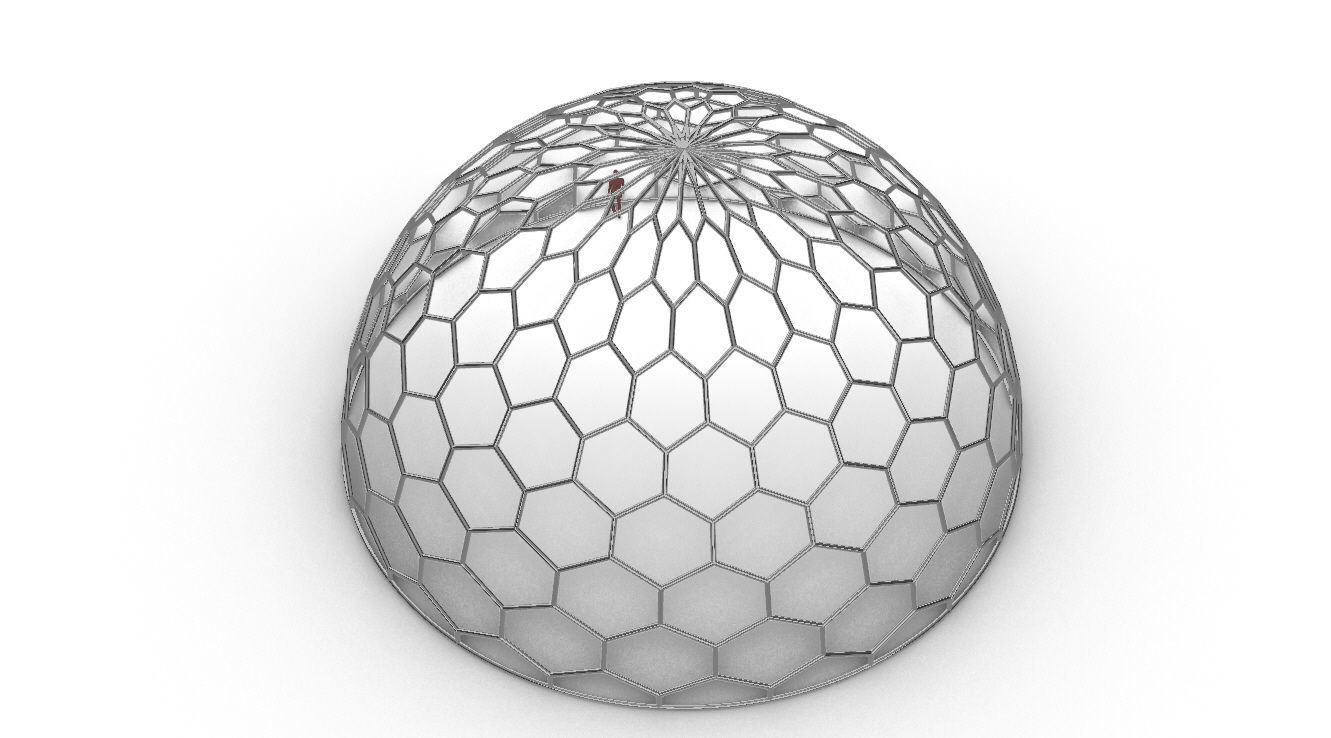 Hexagonal Dome structure Geodoesic Like Wireframe Design 3D model_82