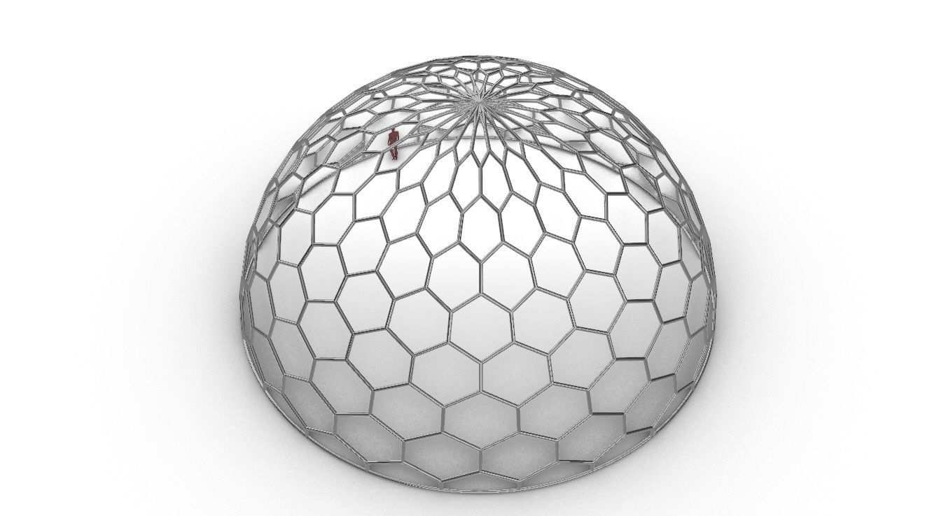 Hexagonal Dome structure Geodoesic Like Wireframe Design 3D model_65