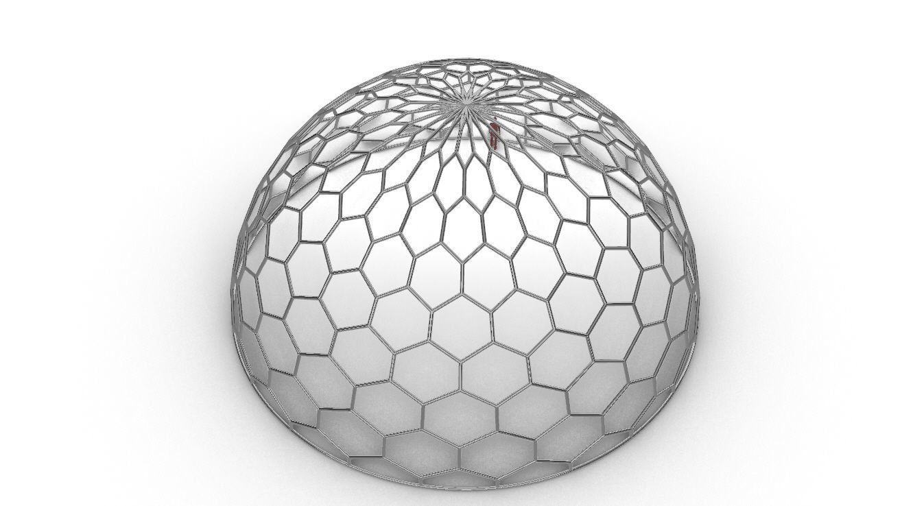 Hexagonal Dome structure Geodoesic Like Wireframe Design 3D model_66