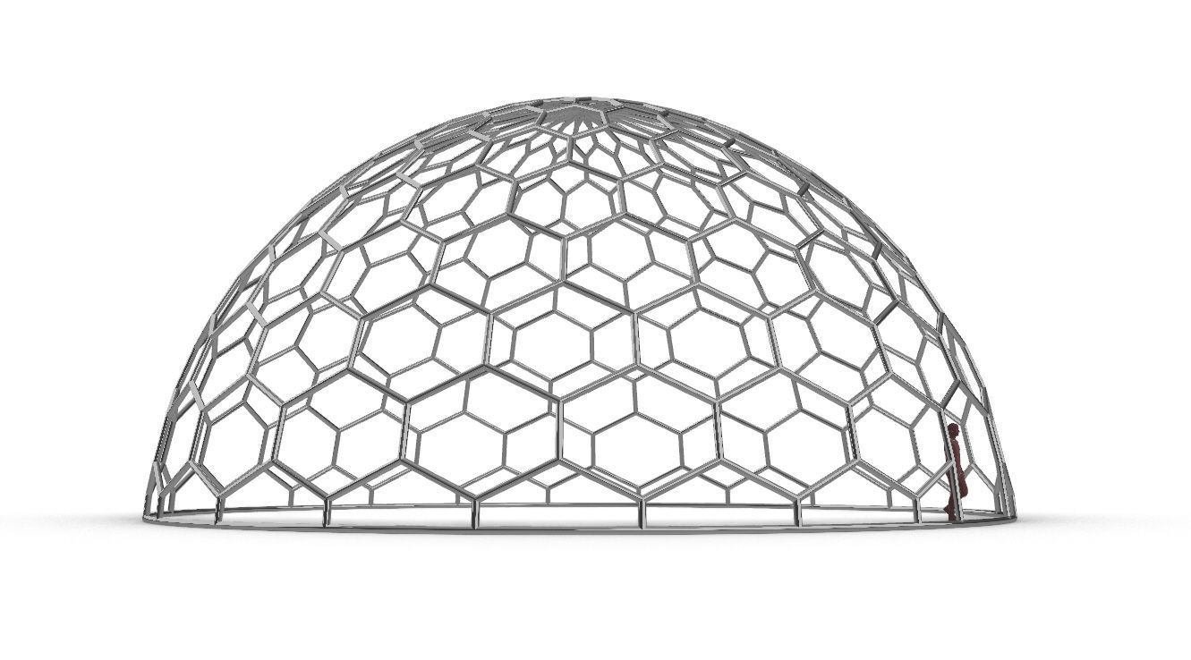 Hexagonal Dome structure Geodoesic Like Wireframe Design 3D model_26