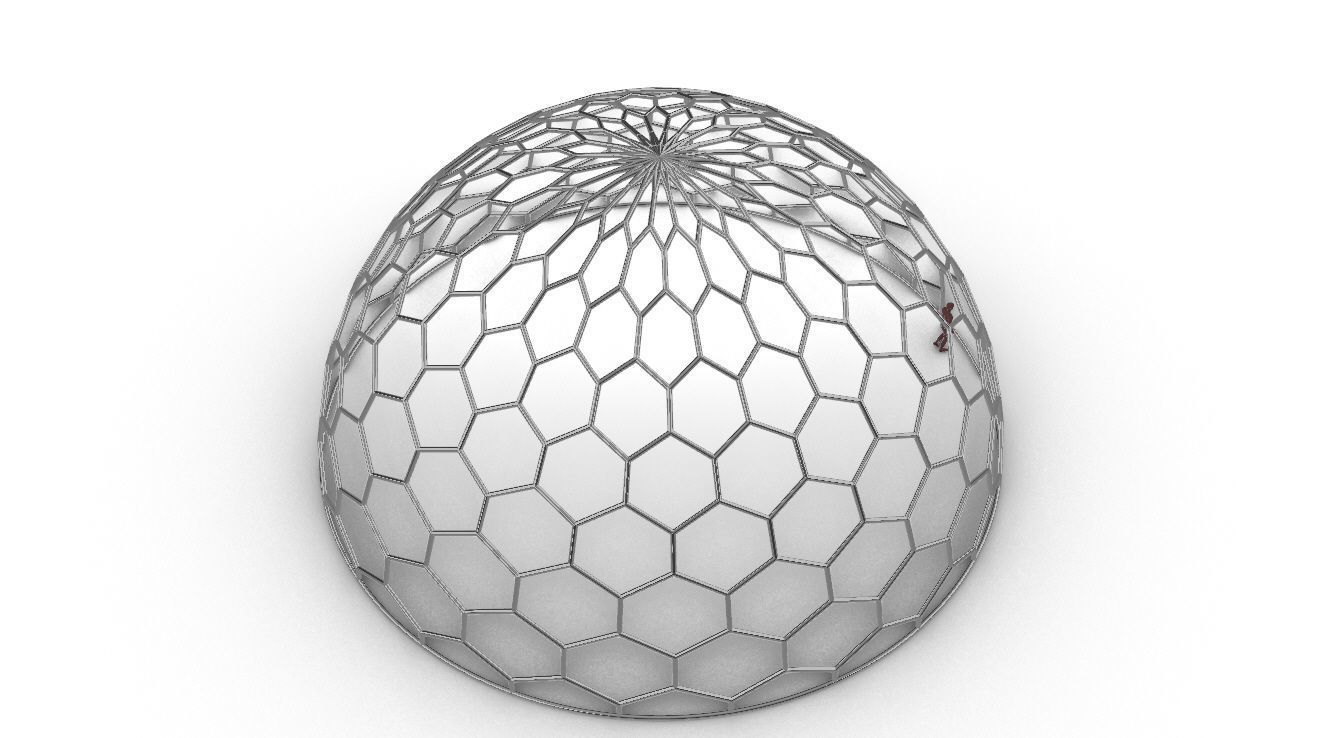 Hexagonal Dome structure Geodoesic Like Wireframe Design 3D model_87