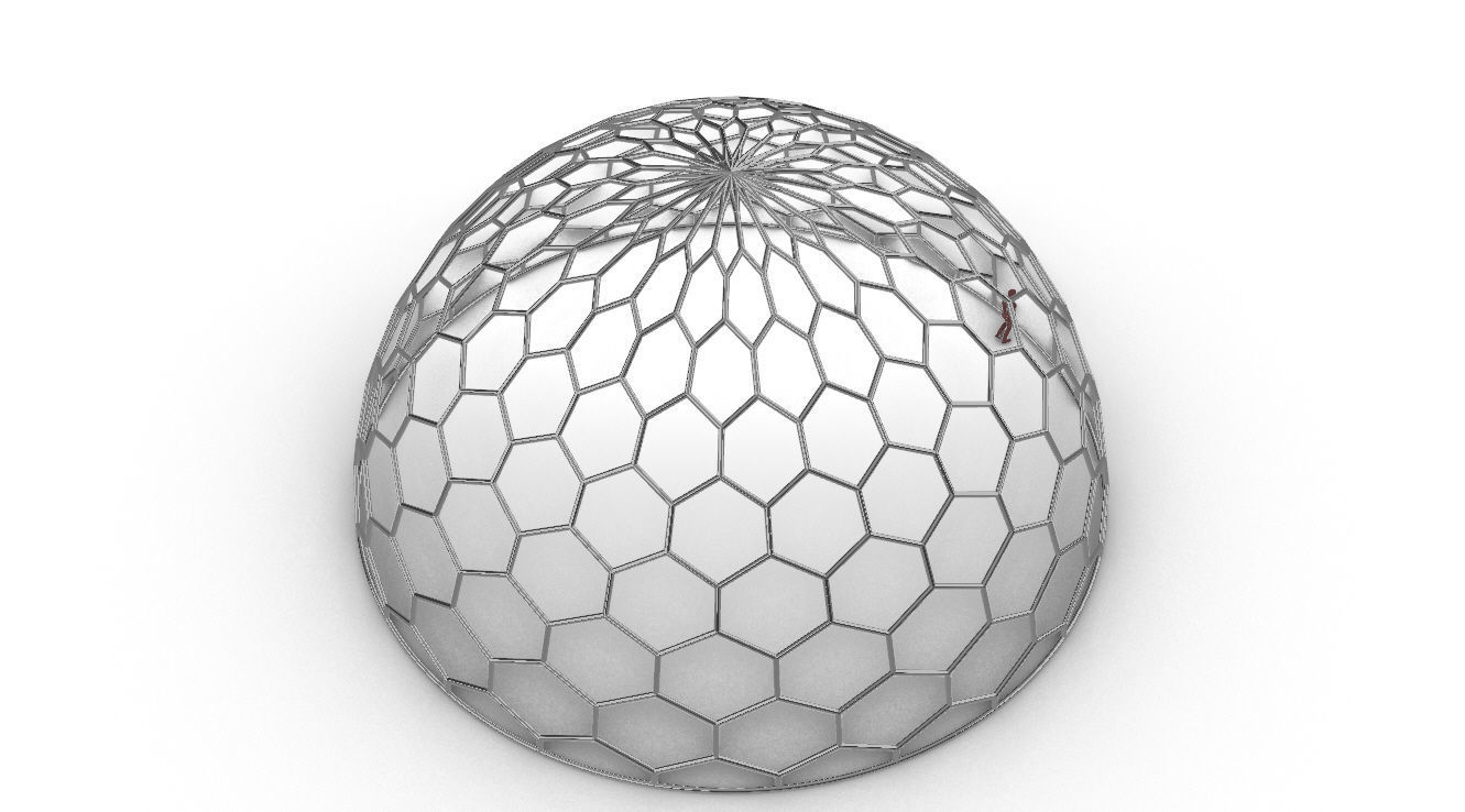 Hexagonal Dome structure Geodoesic Like Wireframe Design 3D model_96