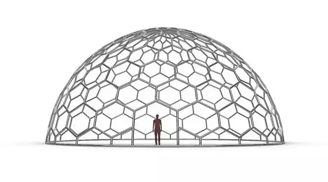 Hexagonal Dome structure Geodoesic Like Wireframe Design 3D model