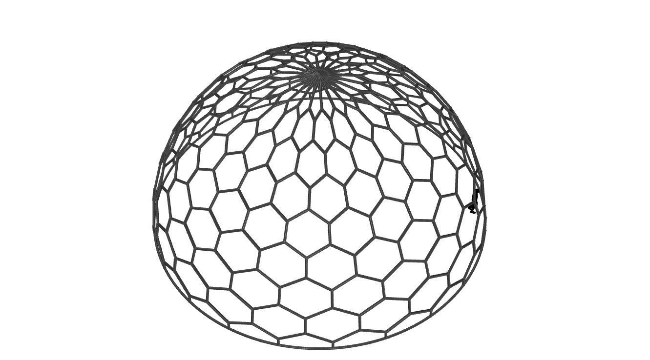 Hexagonal Dome structure Geodoesic Like Wireframe Design 3D model_34