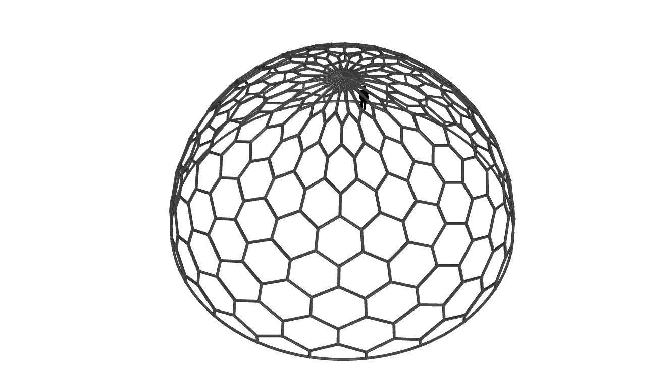 Hexagonal Dome structure Geodoesic Like Wireframe Design 3D model_53