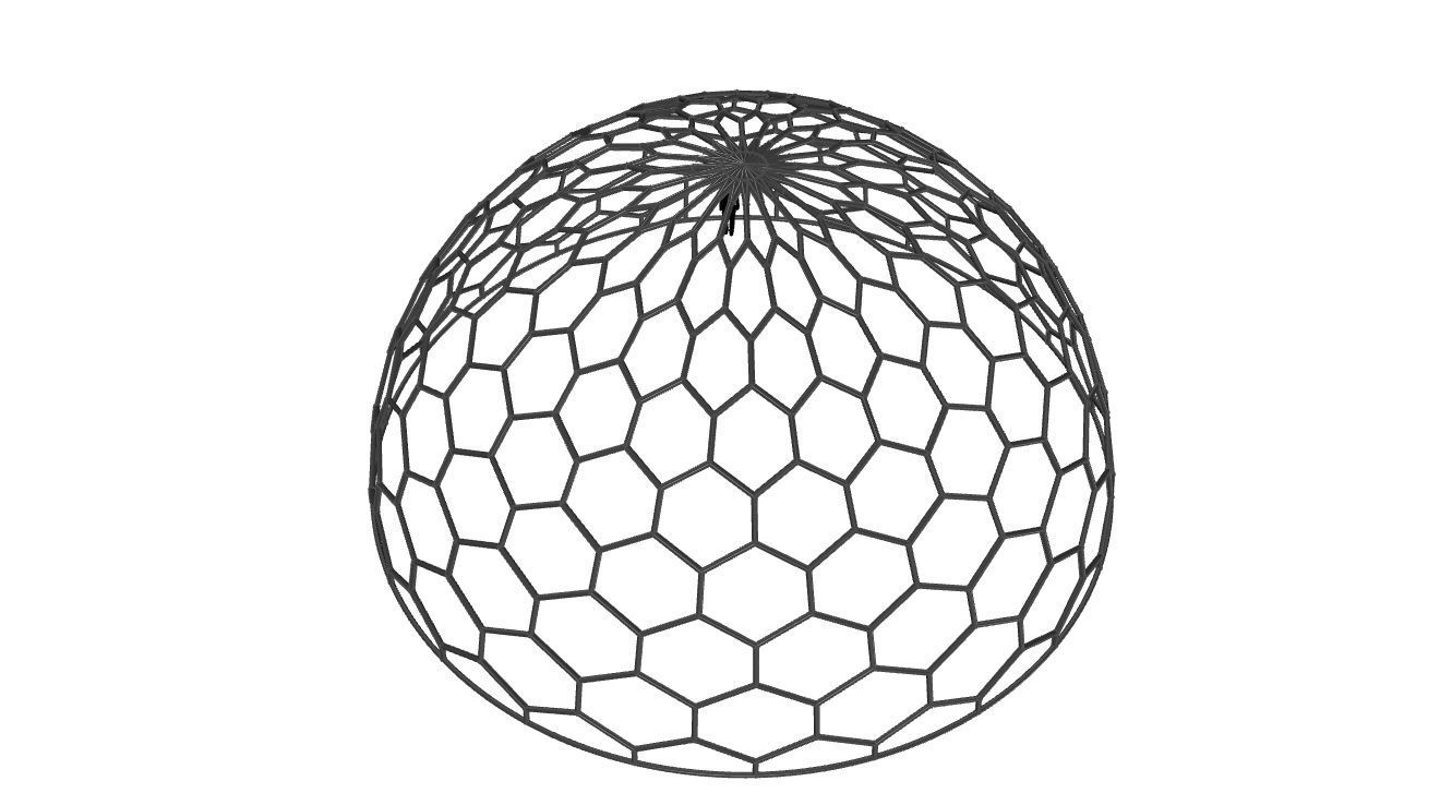 Hexagonal Dome structure Geodoesic Like Wireframe Design 3D model_41