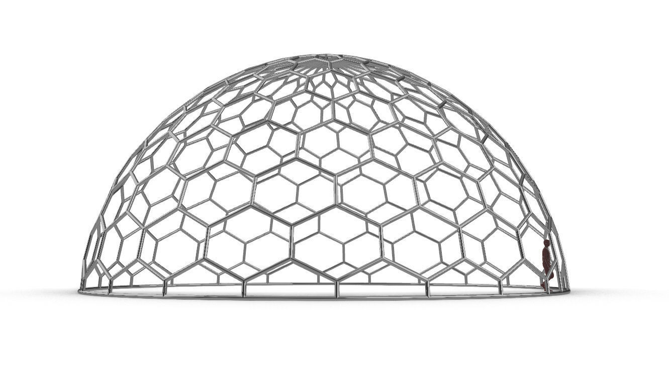 Hexagonal Dome structure Geodoesic Like Wireframe Design 3D model_25