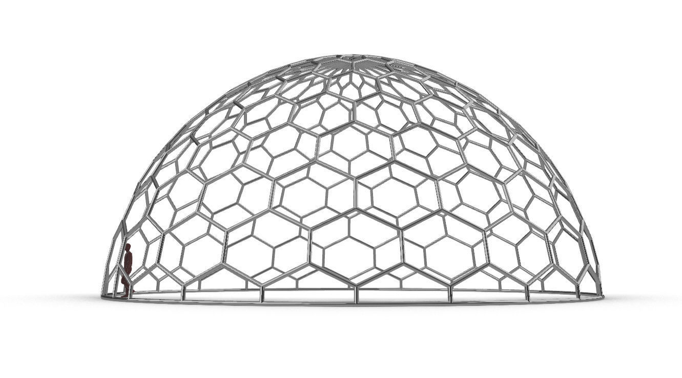 Hexagonal Dome structure Geodoesic Like Wireframe Design 3D model_6