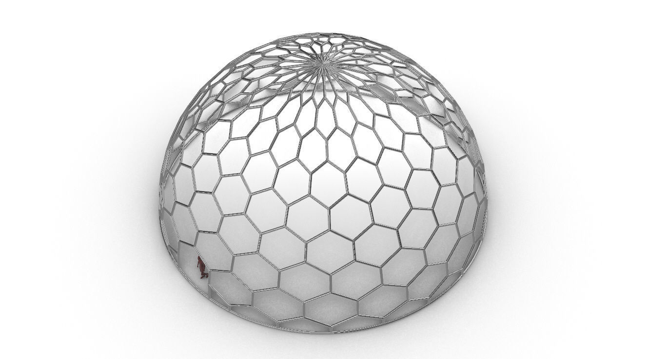 Hexagonal Dome structure Geodoesic Like Wireframe Design 3D model_61