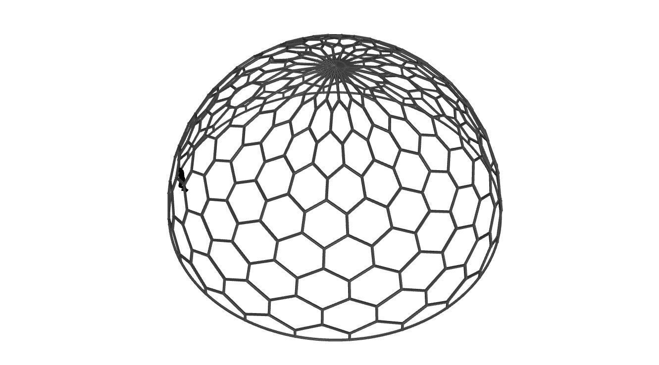 Hexagonal Dome structure Geodoesic Like Wireframe Design 3D model_32