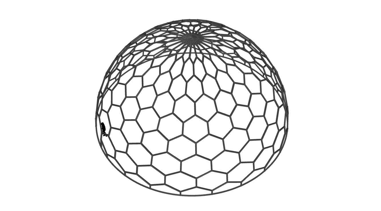 Hexagonal Dome structure Geodoesic Like Wireframe Design 3D model_38