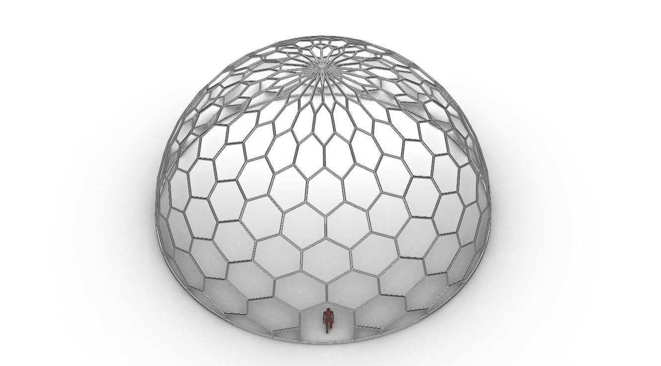 Hexagonal Dome structure Geodoesic Like Wireframe Design 3D model_92