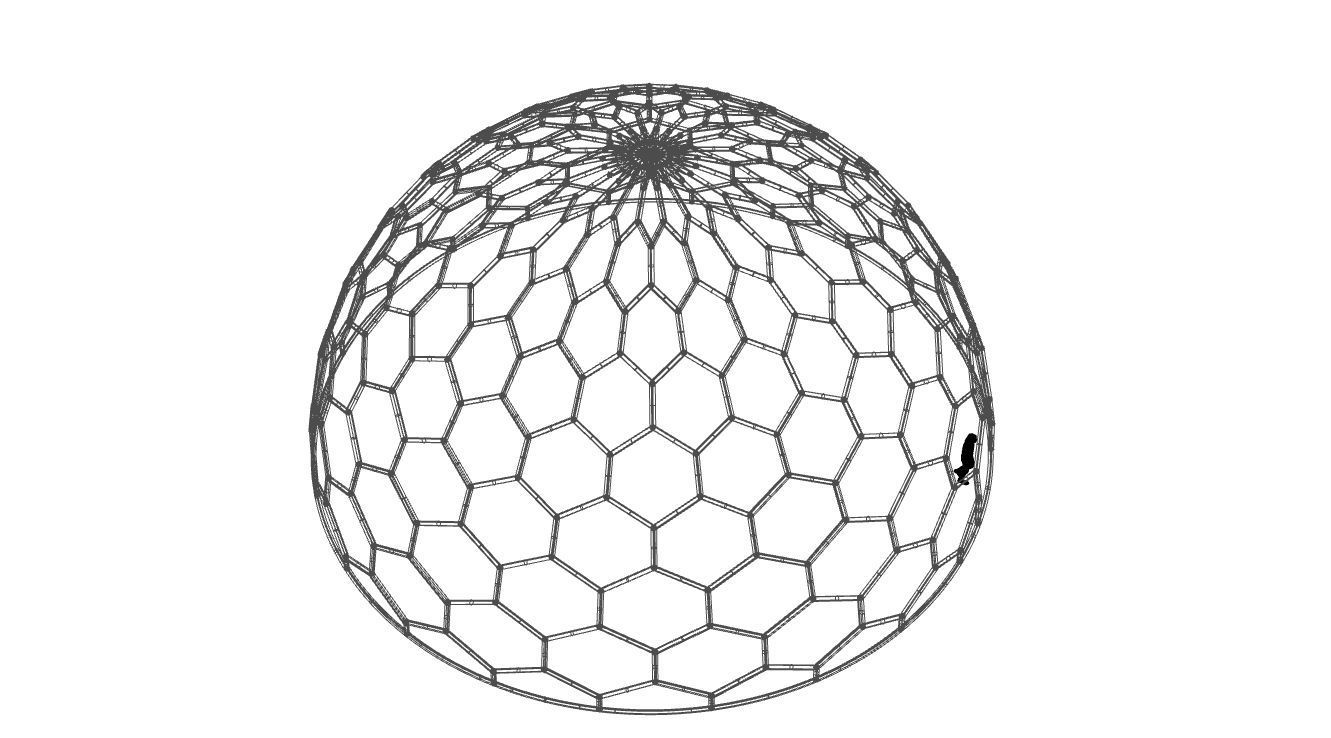 Hexagonal Dome structure Geodoesic Like Wireframe Design 3D model_113