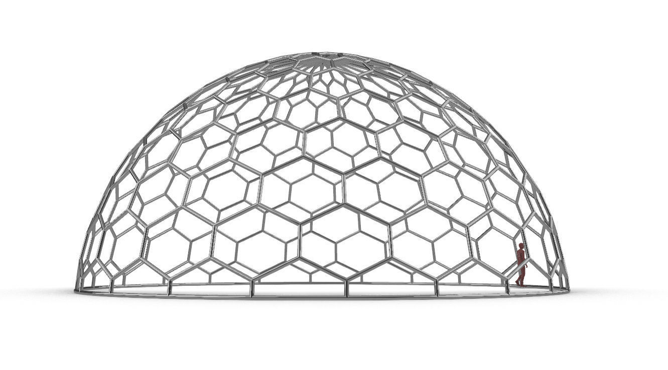 Hexagonal Dome structure Geodoesic Like Wireframe Design 3D model_22