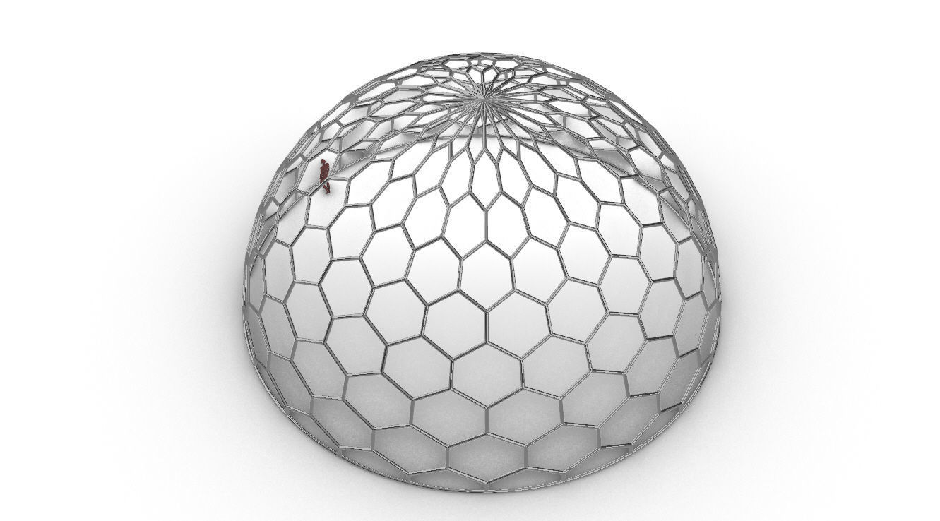 Hexagonal Dome structure Geodoesic Like Wireframe Design 3D model_72