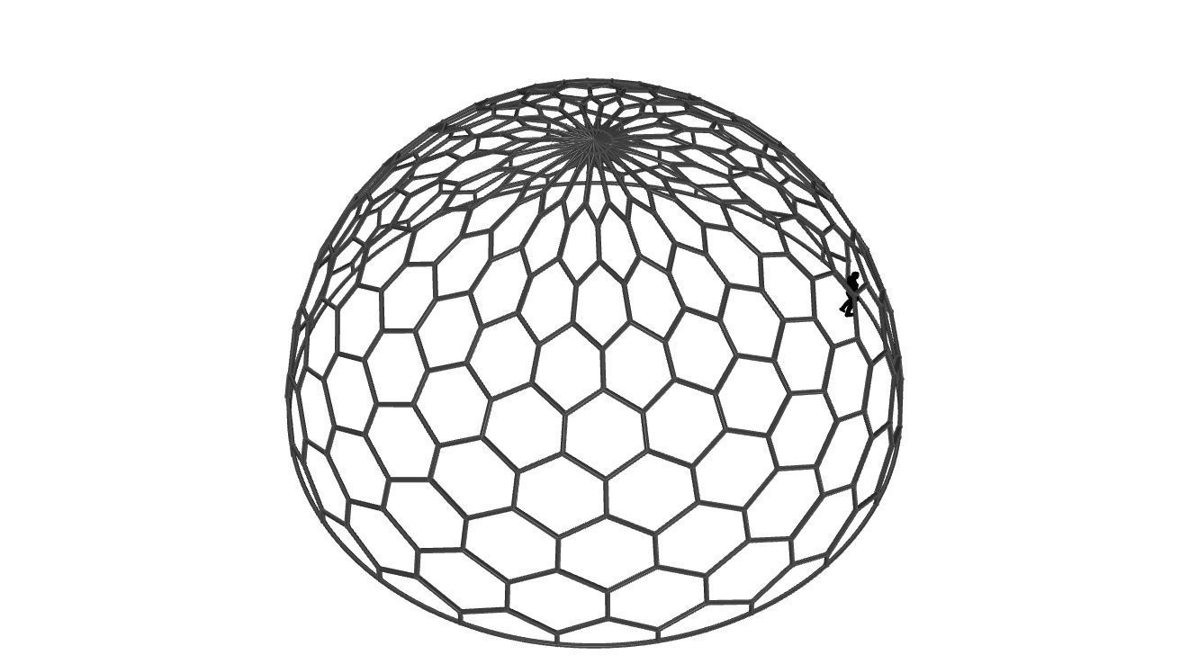 Hexagonal Dome structure Geodoesic Like Wireframe Design 3D model_40