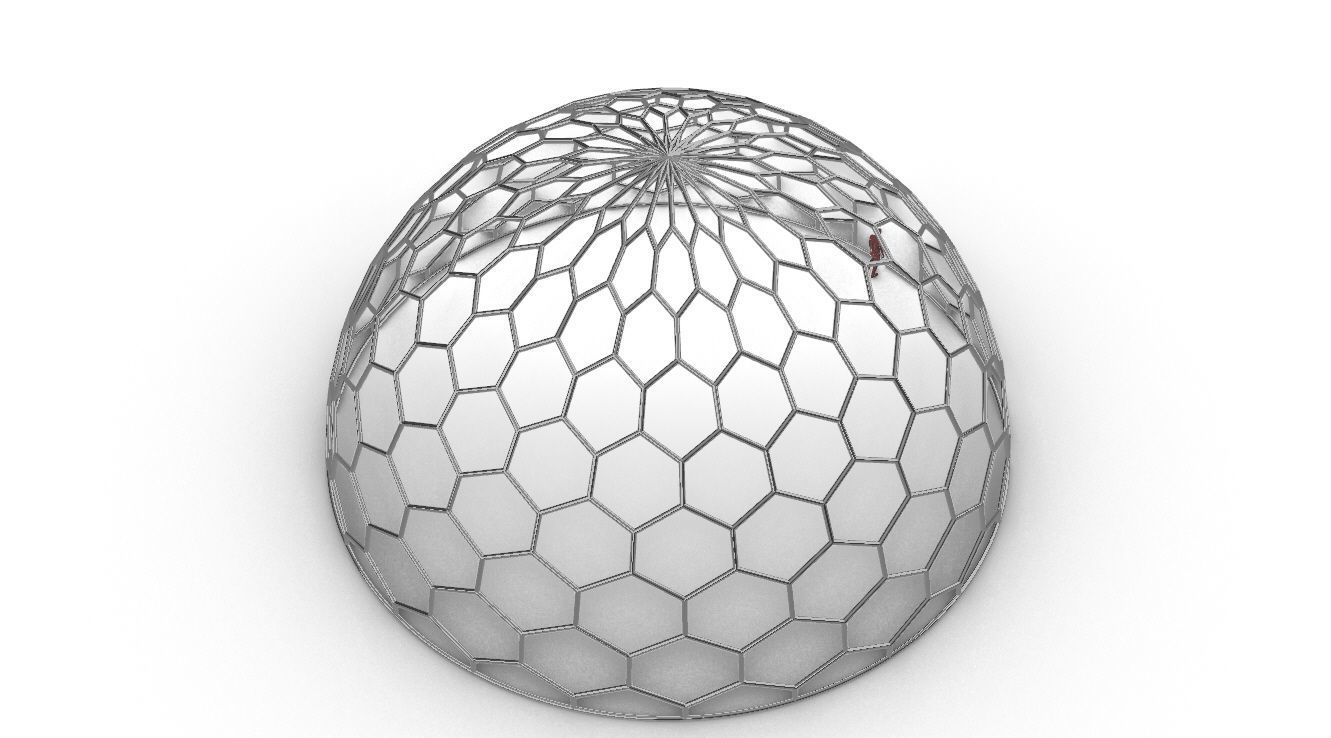Hexagonal Dome structure Geodoesic Like Wireframe Design 3D model_95