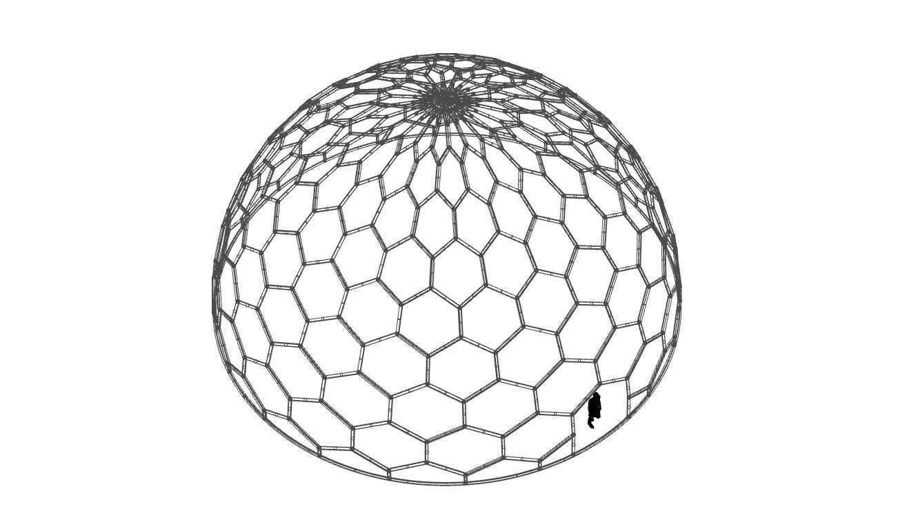 Hexagonal Dome structure Geodoesic Like Wireframe Design 3D model_116