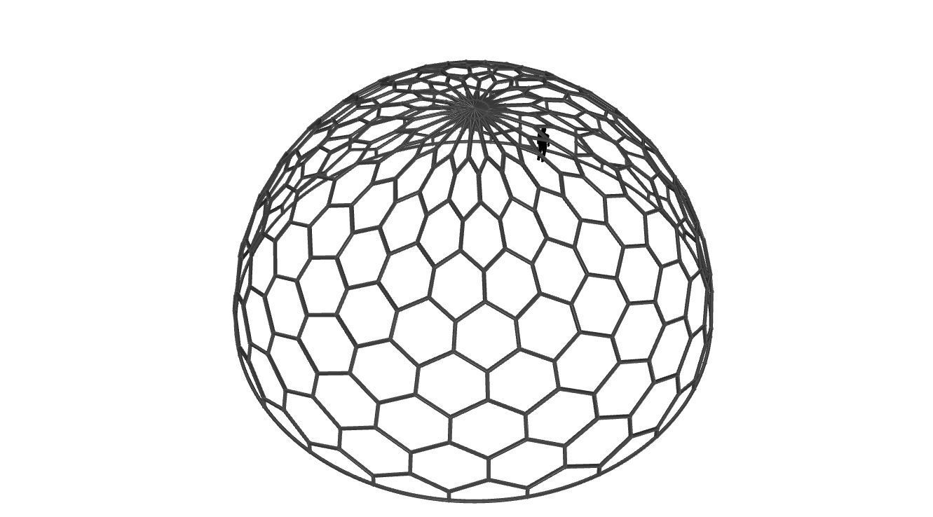 Hexagonal Dome structure Geodoesic Like Wireframe Design 3D model_42
