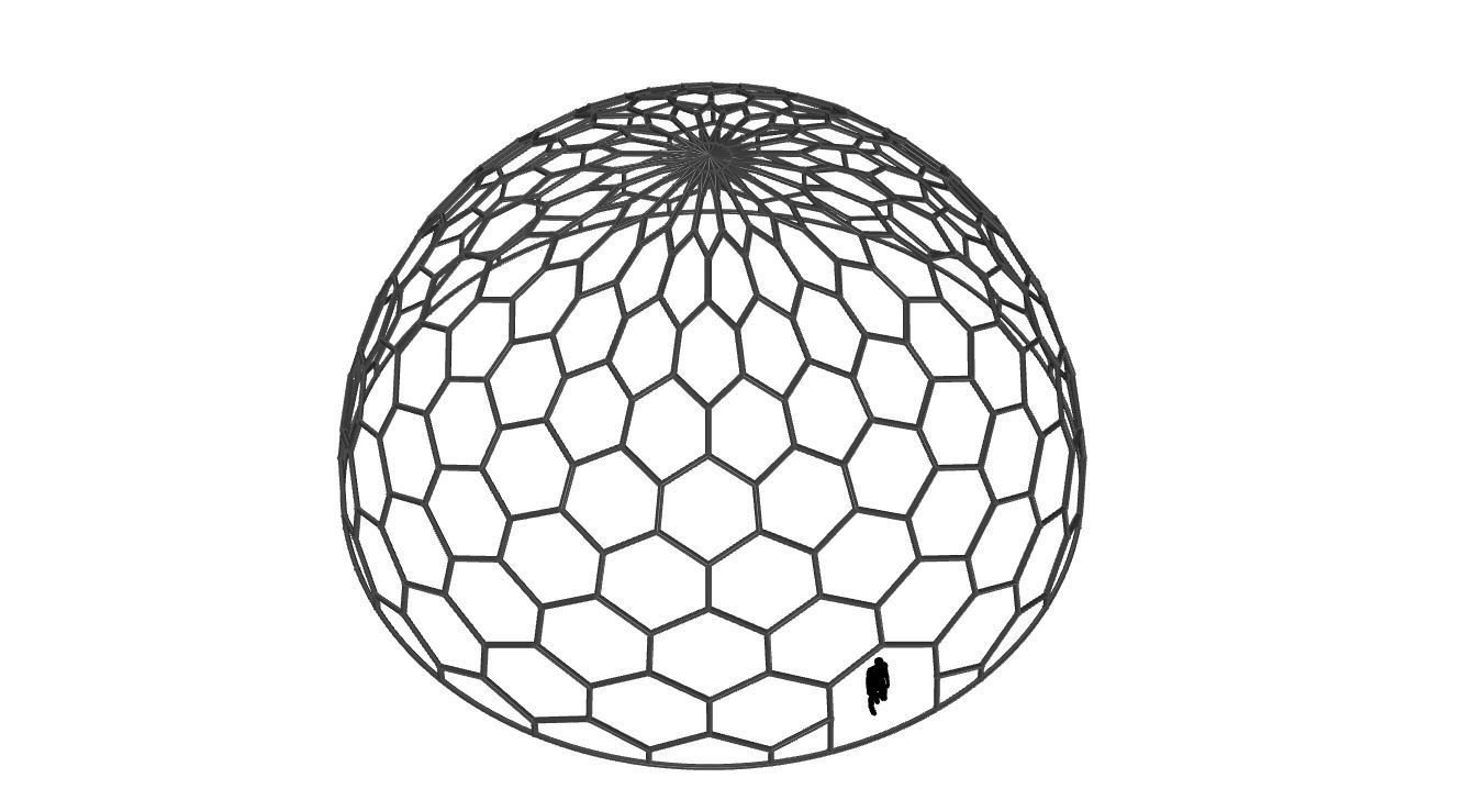 Hexagonal Dome structure Geodoesic Like Wireframe Design 3D model_46