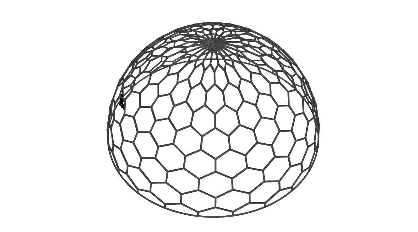 Hexagonal Dome structure Geodoesic Like Wireframe Design 3D model_50