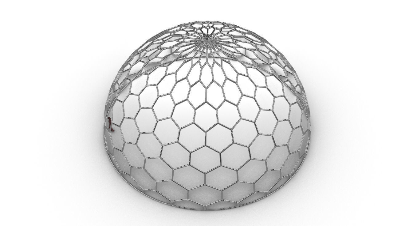 Hexagonal Dome structure Geodoesic Like Wireframe Design 3D model_81