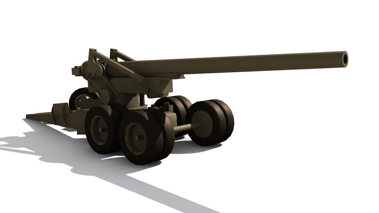 155mm gun M1 Long Tom Low-poly 3D model_13