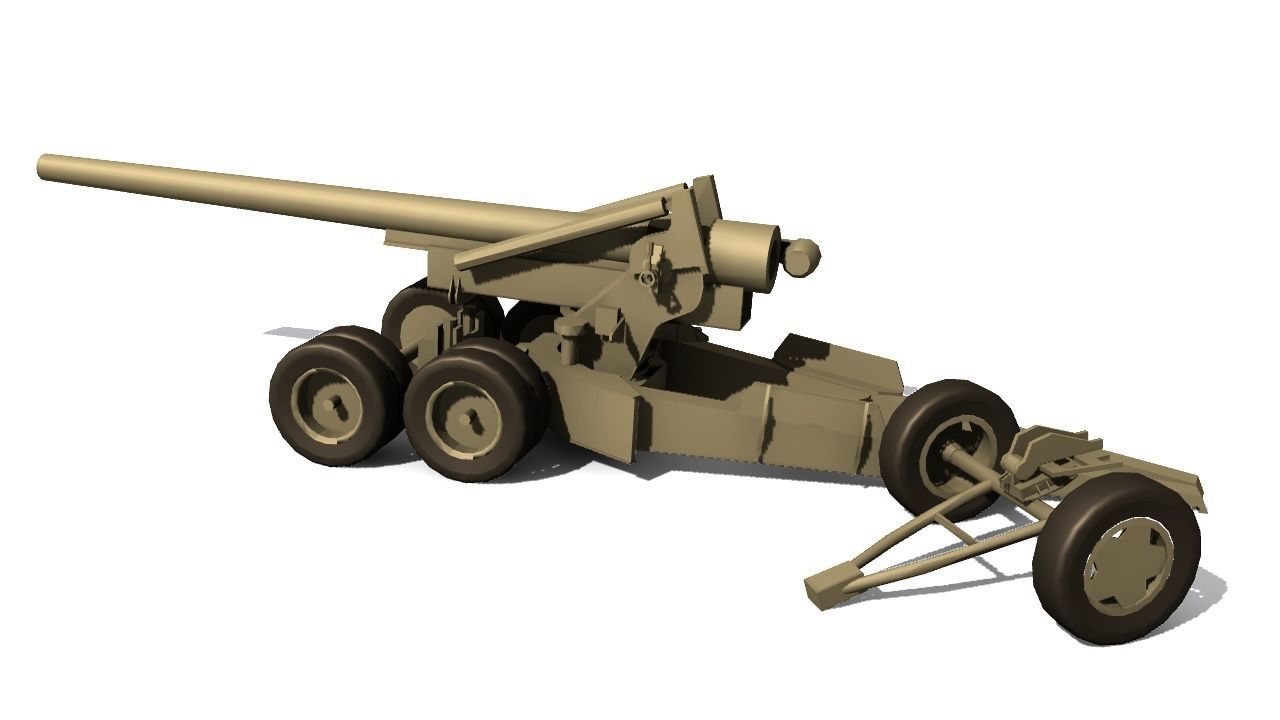 155mm gun M1 Long Tom Low-poly 3D model_6