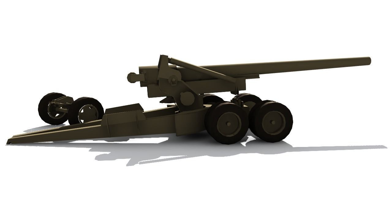 155mm gun M1 Long Tom Low-poly 3D model_14