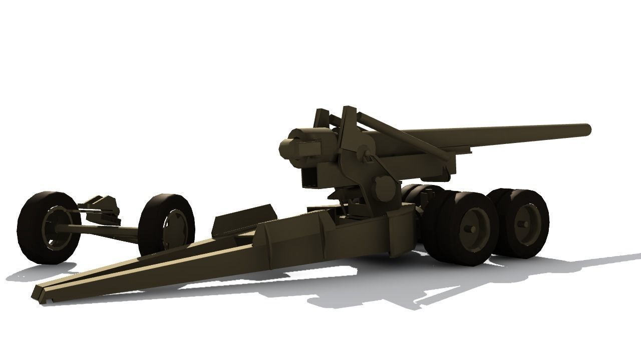 155mm gun M1 Long Tom Low-poly 3D model_15