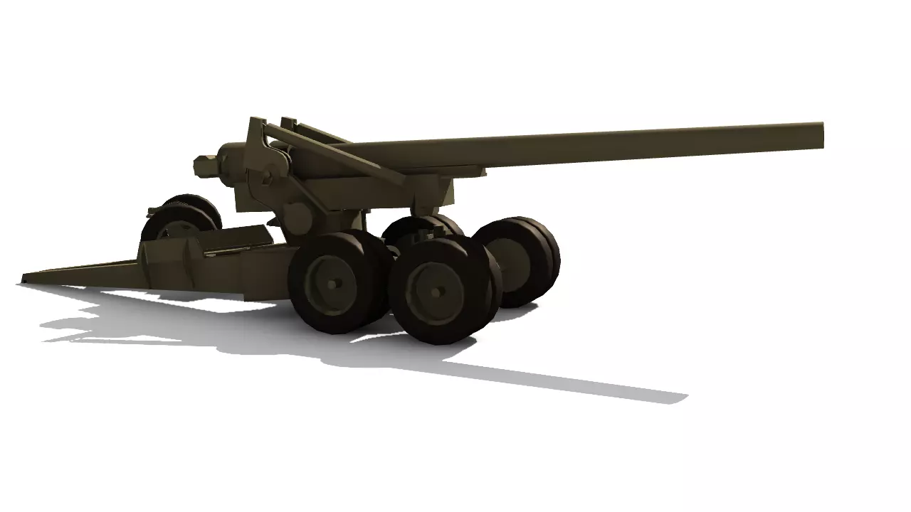 155mm gun M1 Long Tom Low-poly 3D model_0