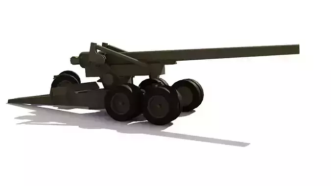 155mm gun M1 Long Tom Low-poly 3D model