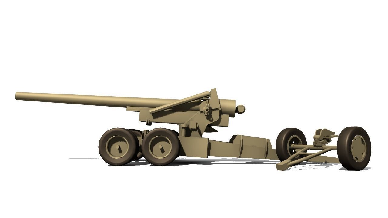 155mm gun M1 Long Tom Low-poly 3D model_8