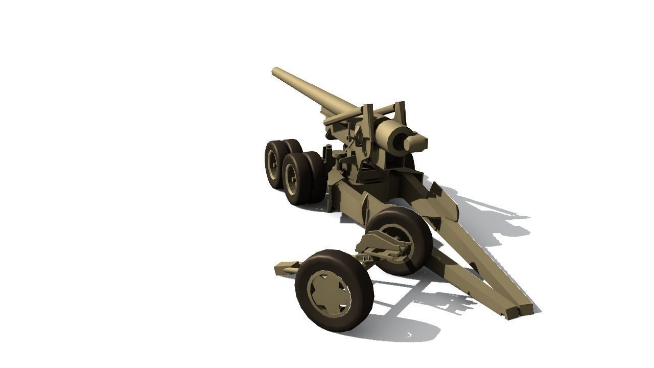 155mm gun M1 Long Tom Low-poly 3D model_7