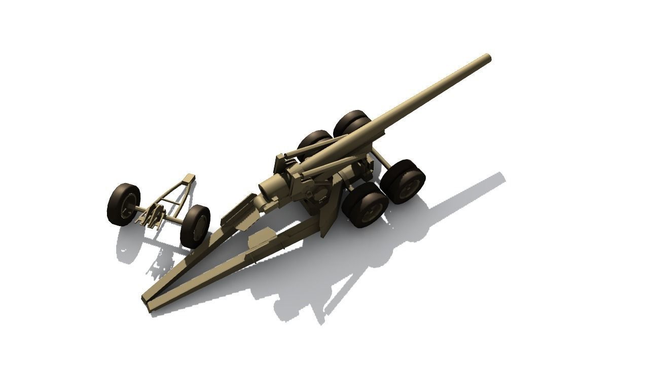 155mm gun M1 Long Tom Low-poly 3D model_12