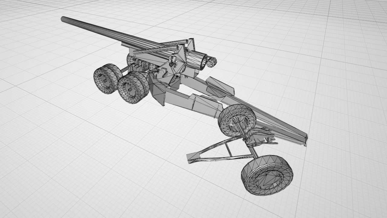 155mm gun M1 Long Tom Low-poly 3D model_18